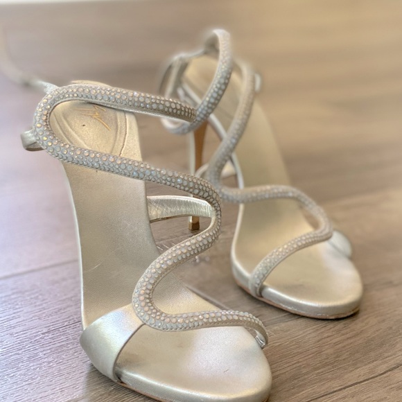 Silver jeweled Giuseppe Zanotti heels; size 38; worn twice - Picture 5 of 6